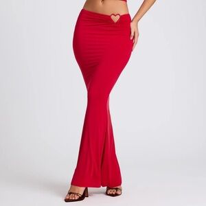 Oh Polly Red Maxi Skirt